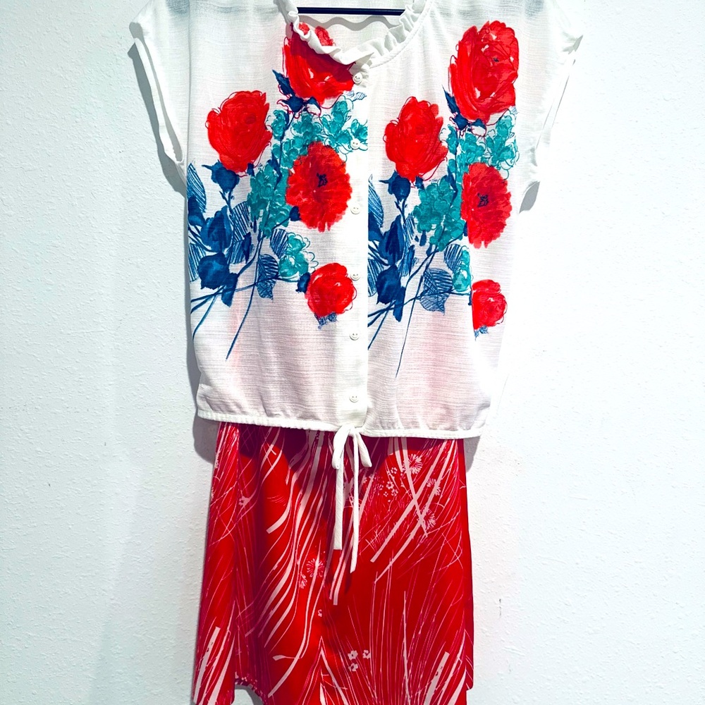 VINTAGE CURATED OUTFIT SKIRT & TOP WOMEN’S SZ SMALL COTTAGECORE GRANNYCORE